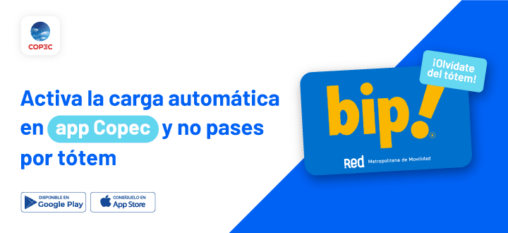 Activar carga bip con app Copec
